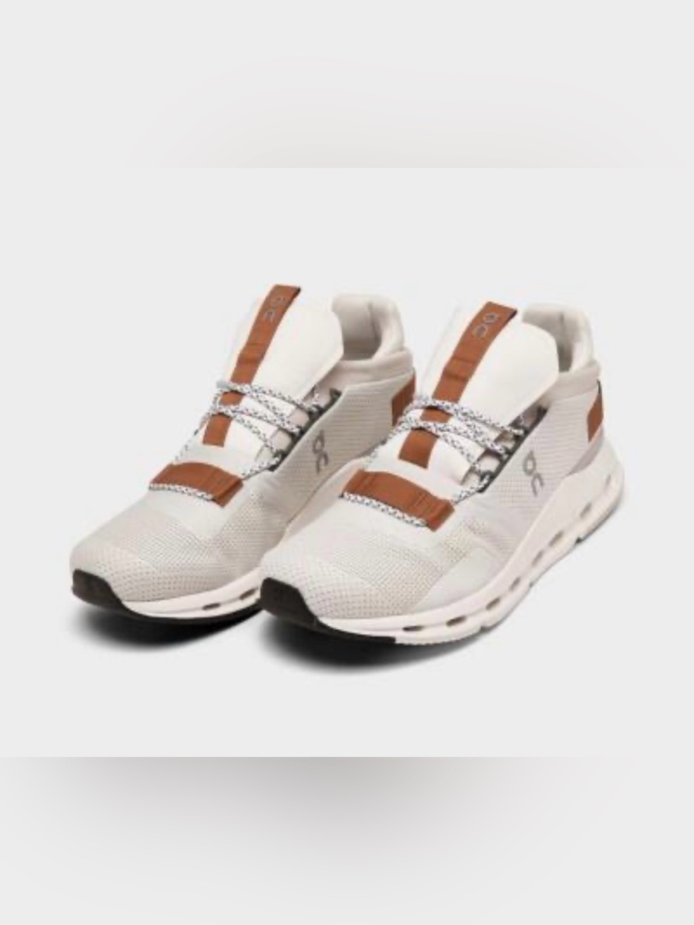 On CLOUD NOVA WHITE PEARL  Men’s Sneakers — Cream with Brown Accents